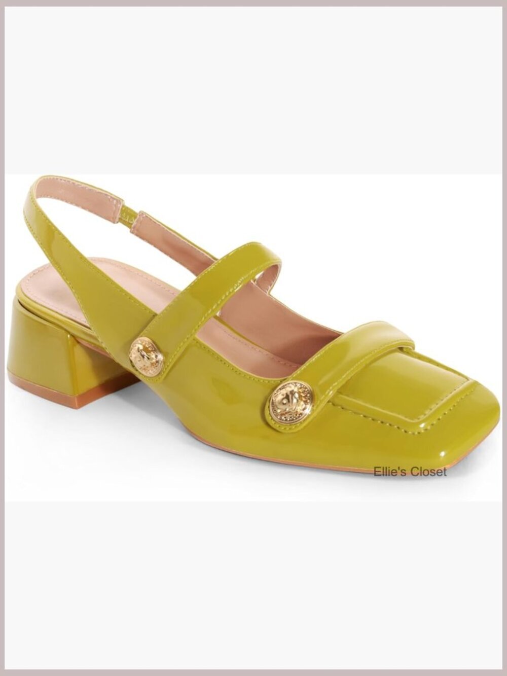 Low Block Heel Slingback Mary Jane Pumps Square Toe Faux Leather
